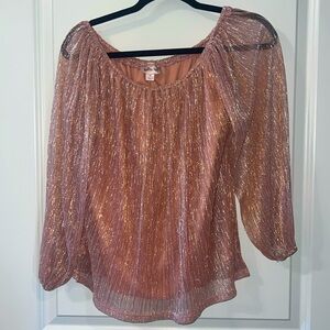 Willow+Root Shimmering Rose Blouse with Gold Threads